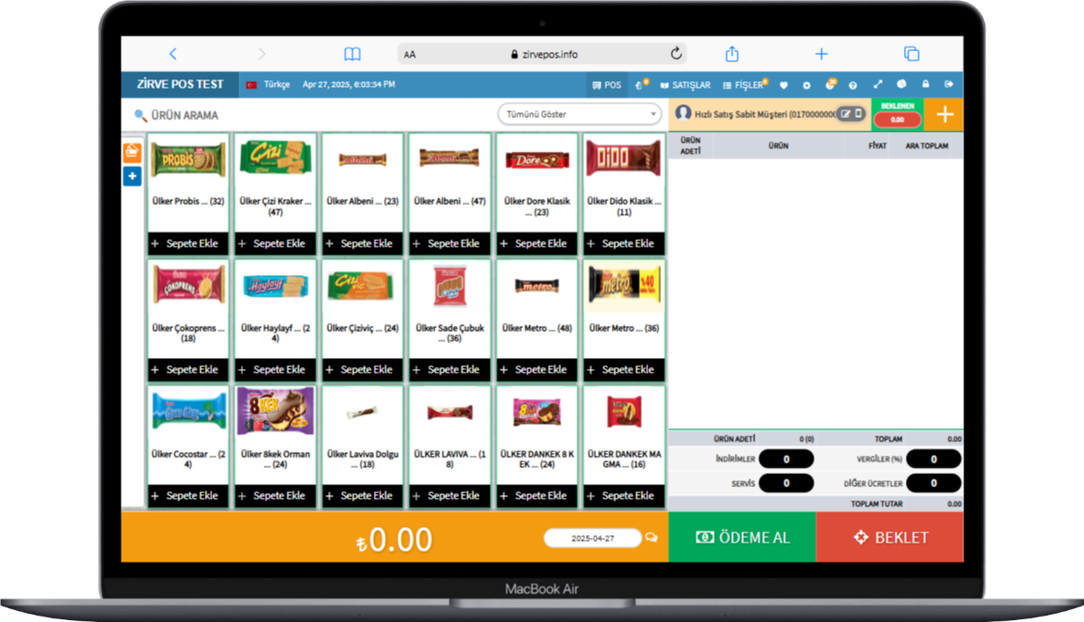 ZİRVE POS Kullanıcı Arayüzü